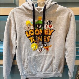 Warner Bros. Gray Looney Tunes Character Hoodie with Colorful Print